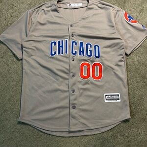 Majestic Chicago Cubs Cool Base Baseball Jersey White Blue Men’s Size Large